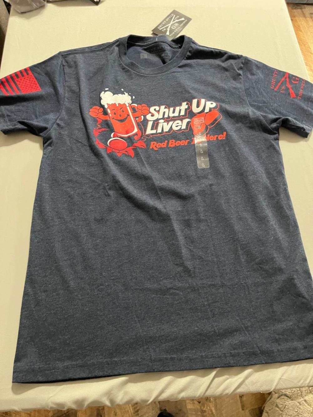 Grunt Style Large Shut Up Liver Graphic Tee - Navy with Red Print